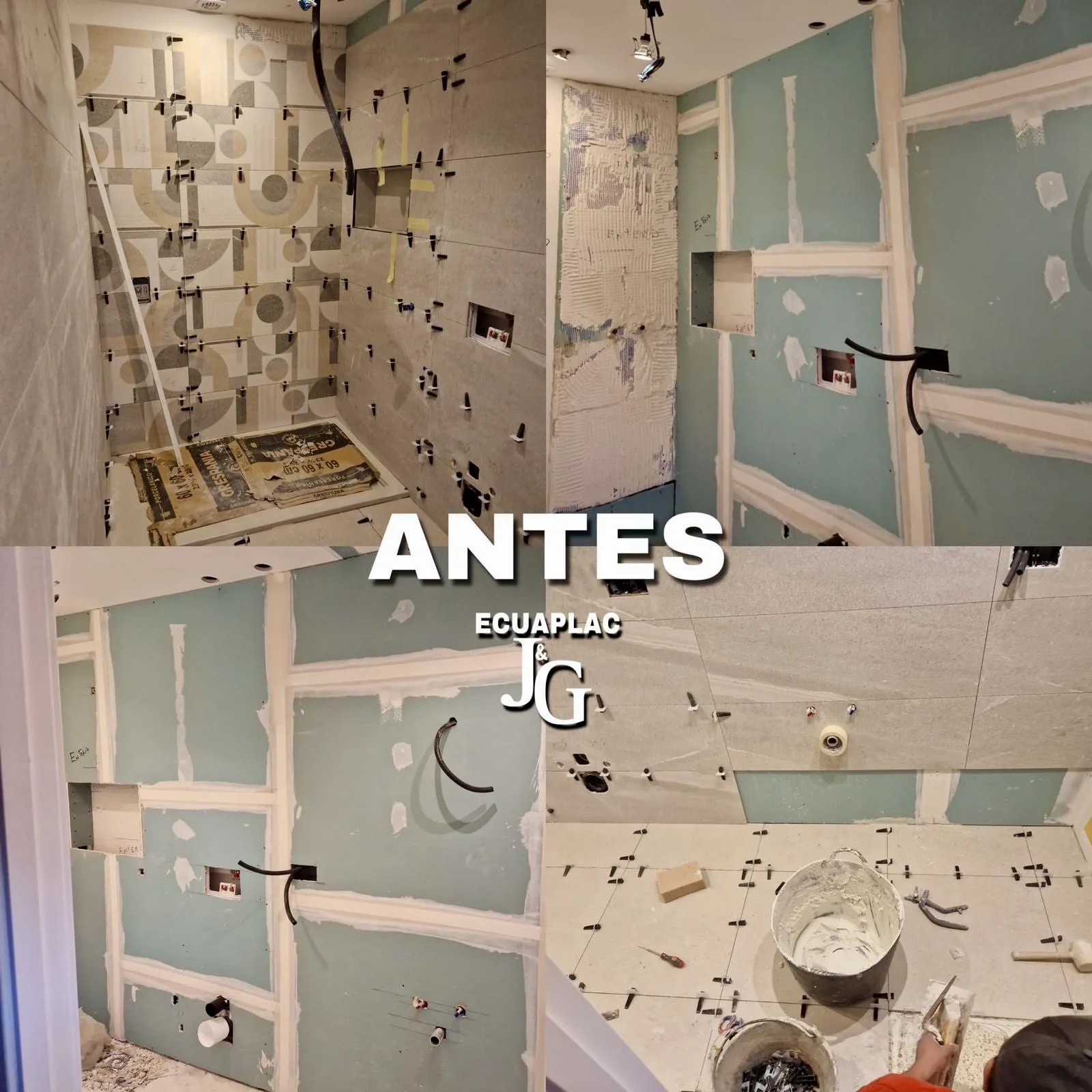 Baño en fase de obra - pladur, alicatado e instalaciones